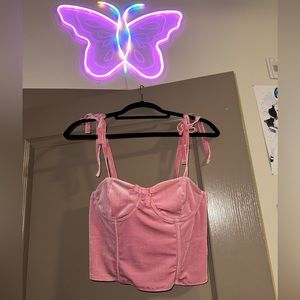 Cute pink soft corset crop top